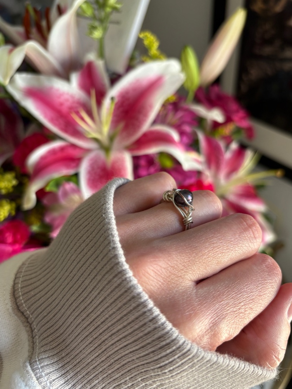 Wrapped Pearl Ring - Women Jewelry